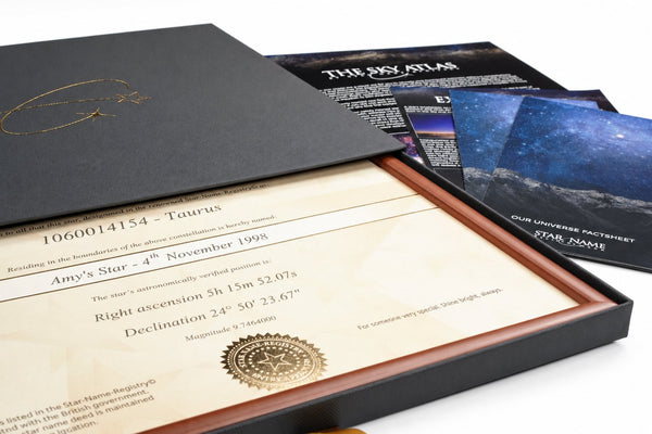 Framed deed in a black presentation box