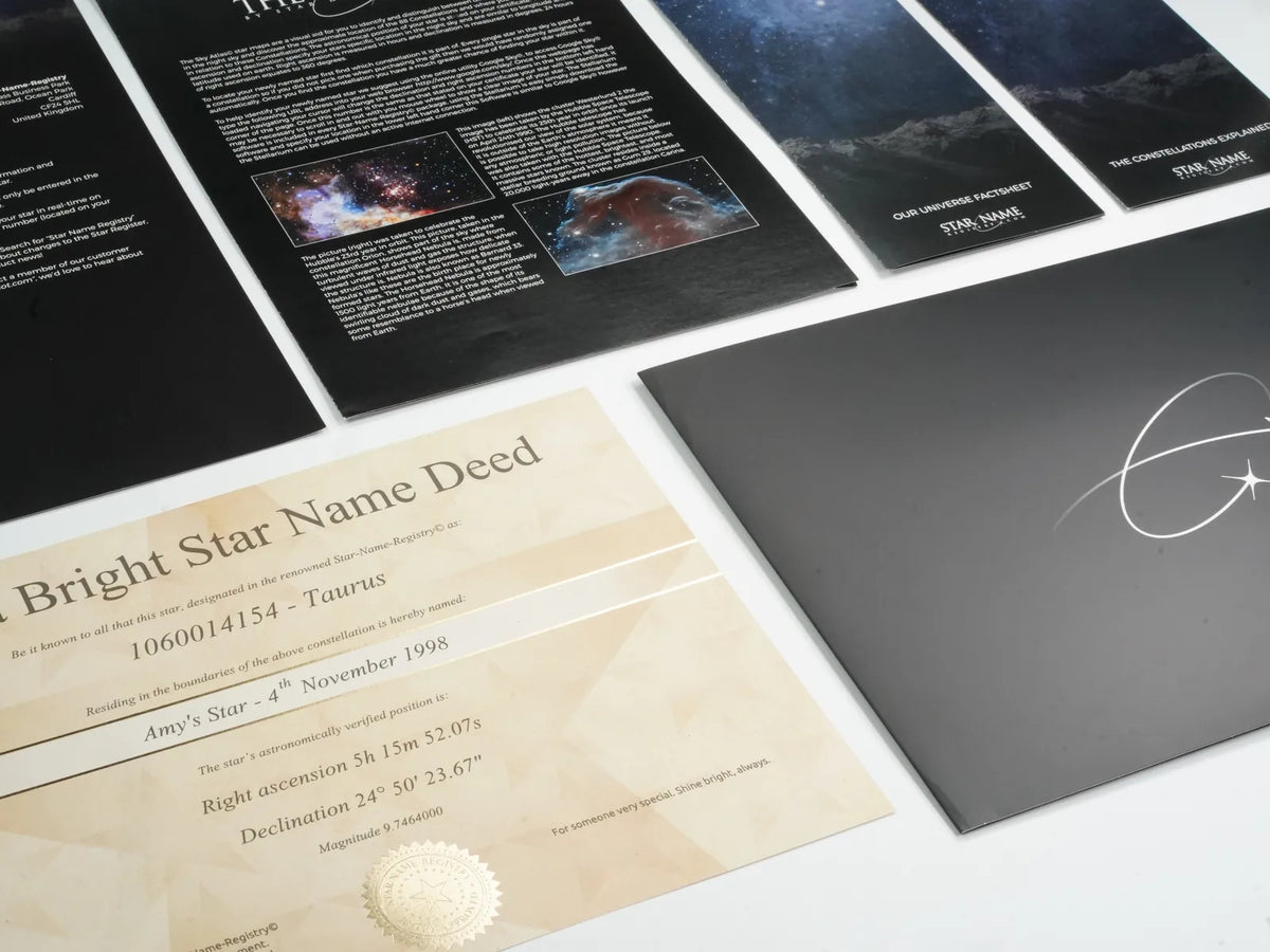 Star name deed and letter with a presentation sleeve