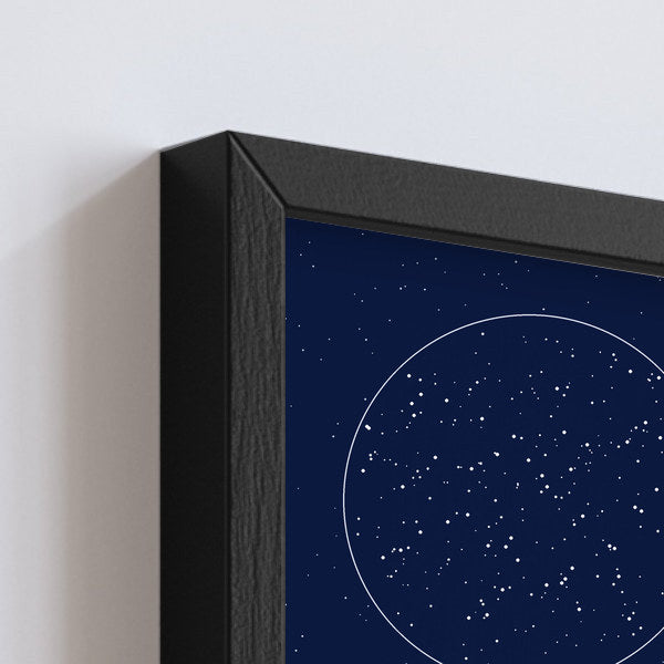 Starniri sky map print in a black frame