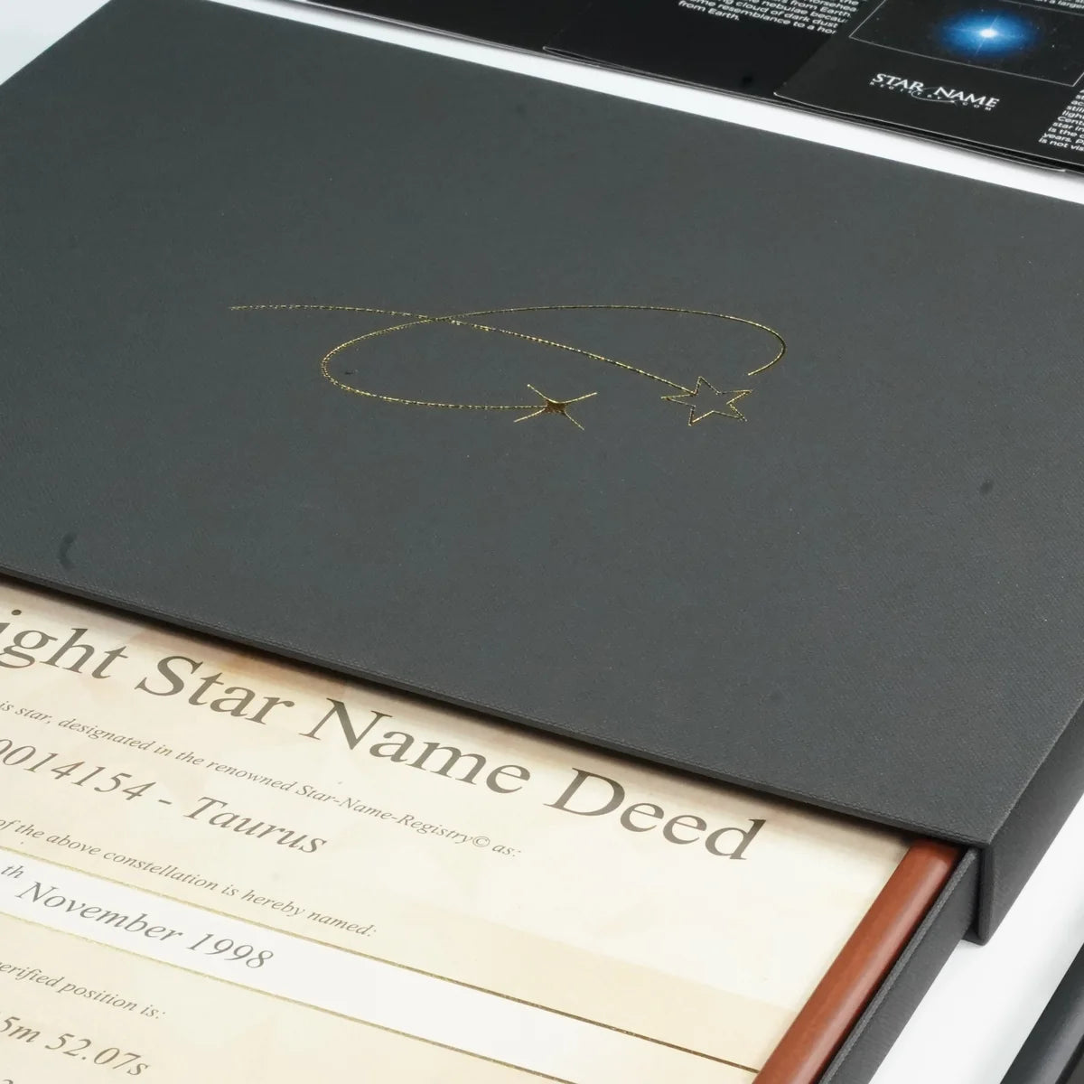 Framed star name deed in its gift box with star booklets