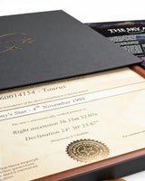 Framed star certificate in its gift box