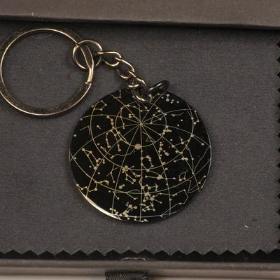 Signature & Keepsake gift set with engraved star map keychain