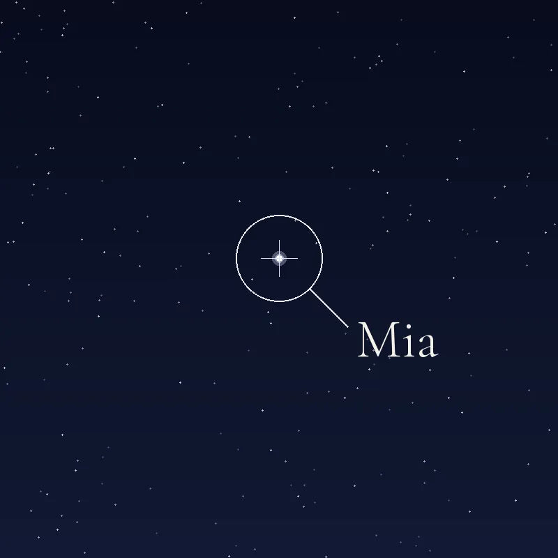 A bright star circled and named Mia