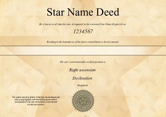 Your star certificate preview