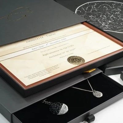 Name a Star Ultimate Set with silver star map pendant